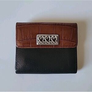 Brighton Vintage Mini Wallet Leather Croc Embossed 90s Y2K Chic Classic‎ Elegant